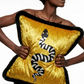 SERPIENTE PILLOW IN GOLD CRUSHED VELVET AND SILK COTTON FRINGE