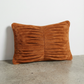 PLEATED COTTON SUEDE PILLOW IN BURNT SUGAR