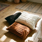 PLEATED COTTON SUEDE PILLOW IN ABYSS